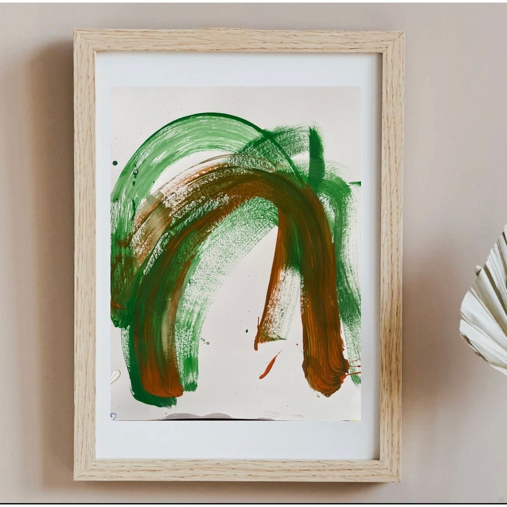 OMAN Emerald Arch Original Abstract Painting 11x14 Green Modern Wall Art Decor